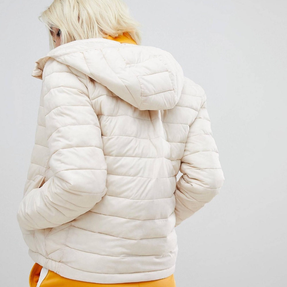 Pull&Bear Basic Padded Jacket In Cream - image 4
